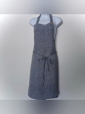 Handmade 100% Linen Apron Farmhouse Pottery one size pocket ties Indigo